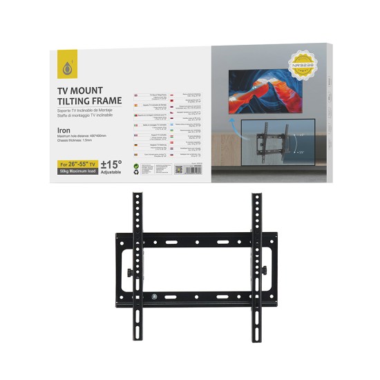 OnePlus Wall Mount Tilting Bracket NR9238 for 26"-55" TV 50Kg 40x40cm Black